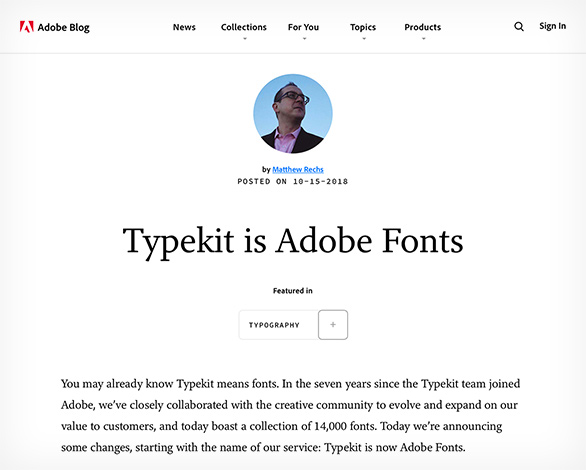 Typekit name change